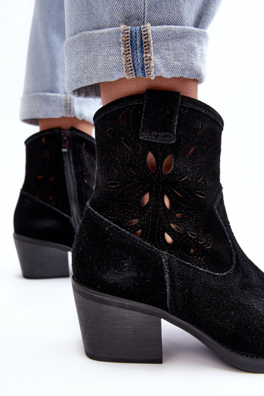 INildlederschuhe CoZuboy-Stil mit durchbrochenen Elementen D&A SN622-20 schZuarze Farbe INildlederschuhe CoZuboy-Stil mit durchbrochenen Elementen D&A SN622-20 schZuarze Farbe