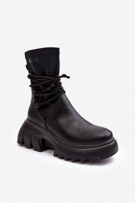 Stiefel mit einer Plattform mit stilvollen Details schZuarze Farbe Big Star MM274590