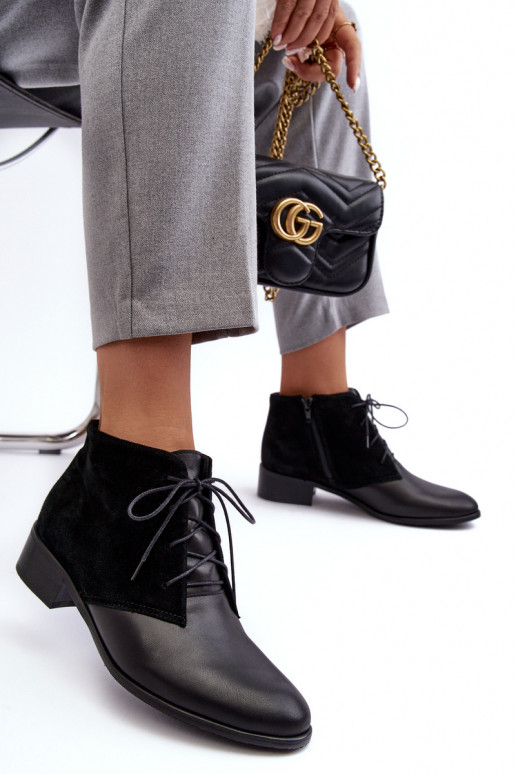 Modisch Feminin Schnürstiefel schZuarze Farbe Kefora