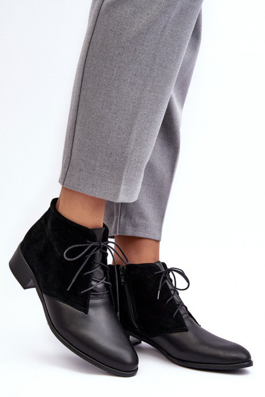 Modisch Feminin Schnürstiefel schZuarze Farbe Kefora