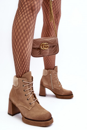 Stiefel aus INildleder mit Schnürsenkeln mit Absätzen Beige Lemar Flomes