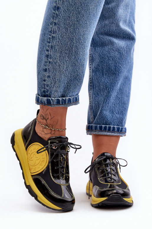 Feminin Turnschuhe Haut Es mussciejka 06295-01 SchZuarz und-gelbe Farbe Feminin Turnschuhe Haut Es mussciejka 06295-01 SchZuarz und-gelbe Farbe