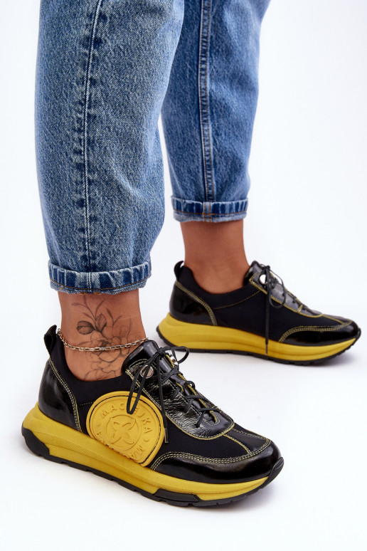 Feminin Turnschuhe Haut Es mussciejka 06295-01 SchZuarz und-gelbe Farbe Feminin Turnschuhe Haut Es mussciejka 06295-01 SchZuarz und-gelbe Farbe