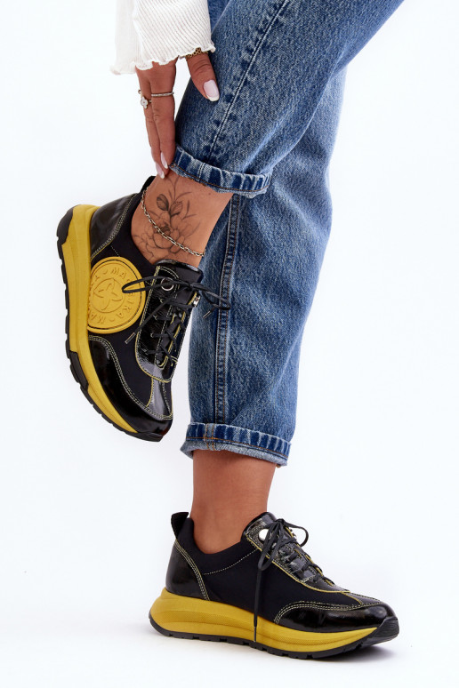 Feminin Turnschuhe Haut Es mussciejka 06295-01 SchZuarz und-gelbe Farbe Feminin Turnschuhe Haut Es mussciejka 06295-01 SchZuarz und-gelbe Farbe