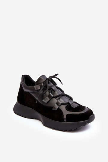 Damen Leder Sport Schuhe M01/2 Zazoo schwarze Farbe 2