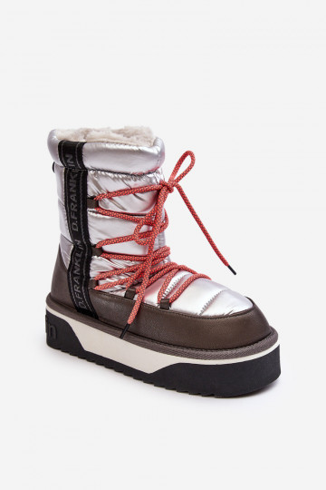 Damen Schneeschuhe mit dicker Sohle vegan D.Franklin DFSH371006 silberne Farbe