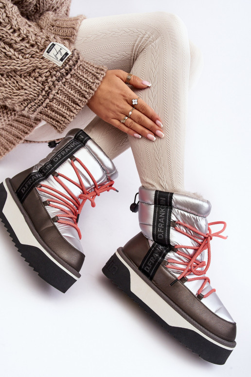 Schneestiefel Feminin Auf dicker Sohle Vegan D.Franklin DFSH371006 Silberfarbe