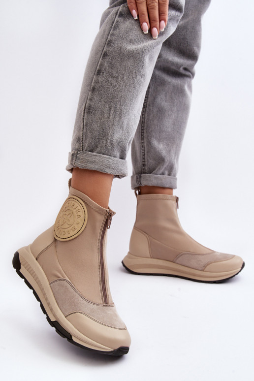 Damenstiefel mit Reißverschlüssen Es mussciejka 06297-22 Beige Damenstiefel mit Reißverschlüssen Es mussciejka 06297-22 Beige