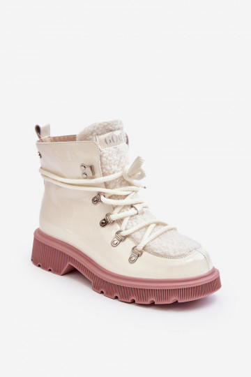 Lackierte Leder Stiefeletten Damen GOE MM2N4083 weiße Farbe