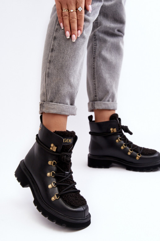 Haut Stiefel Schuhe Feminin GOE MM2N4082 schZuarze Farbe