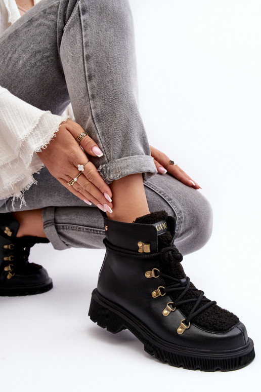 Haut Stiefel Schuhe Feminin GOE MM2N4082 schZuarze Farbe