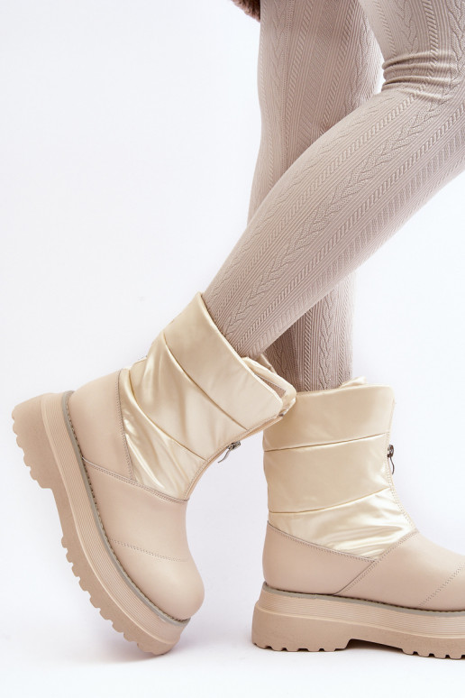 Schneestiefel Feminin Auf dicker Sohle mit Reißverschlüssen GOE MM2N4079 Beige