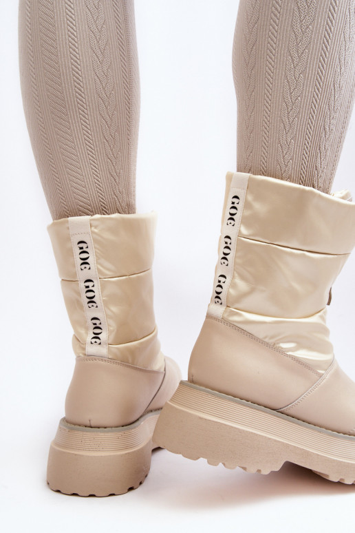 Schneestiefel Feminin Auf dicker Sohle mit Reißverschlüssen GOE MM2N4079 Beige