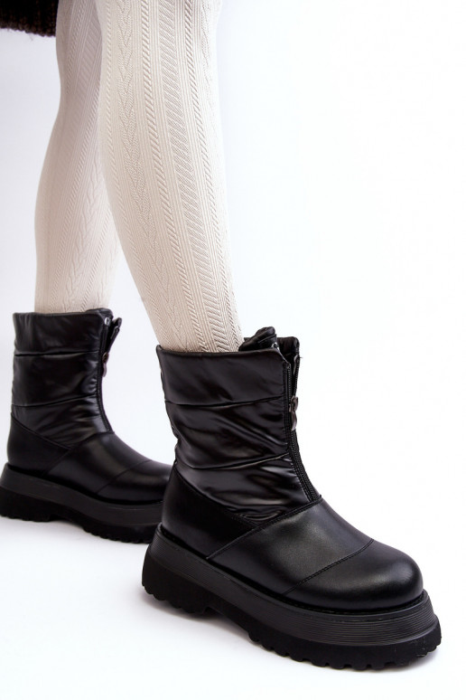 Schneestiefel Feminin Auf dicker Sohle mit Reißverschlüssen GOE MM2N4078 schZuarze Farbe