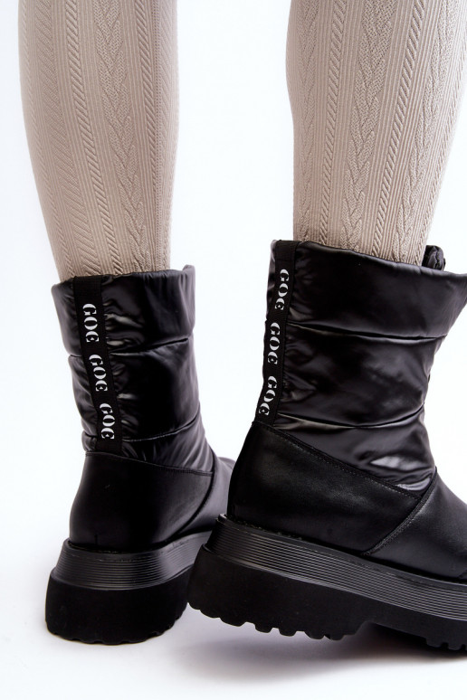 Schneestiefel Feminin Auf dicker Sohle mit Reißverschlüssen GOE MM2N4078 schZuarze Farbe