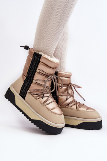 Damen Schneeschuhe mit dicker Sohle vegan D.Franklin DFSH371006 sandfarbene Farbe 2