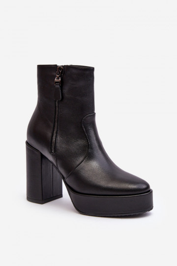 Damen Stiefeletten aus Naturleder mit Absätzen und Plateau Laura Messi 2690 schwarze Farbe 2
