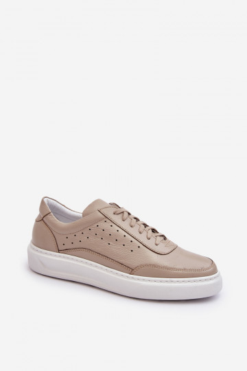 Männer Leder Sportschuhe Zazoo 1544 sandfarben