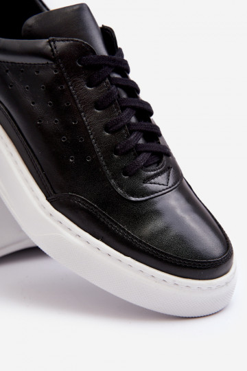 Männer Leder Sportschuhe Zazoo 1544 schwarz 2