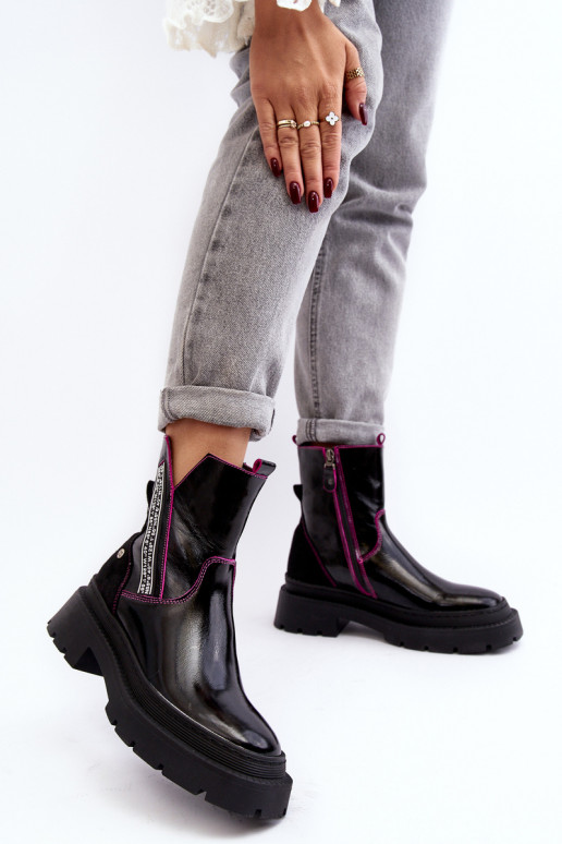 Haut Feminin Stiefel Es mussciejka 06236-15 schZuarze Farbe