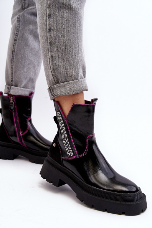 Haut Feminin Stiefel Es mussciejka 06236-15 schZuarze Farbe