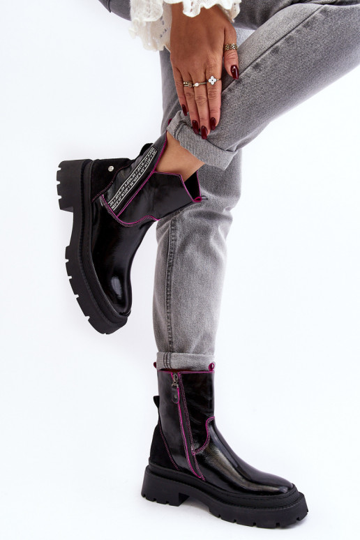 Haut Feminin Stiefel Es mussciejka 06236-15 schZuarze Farbe