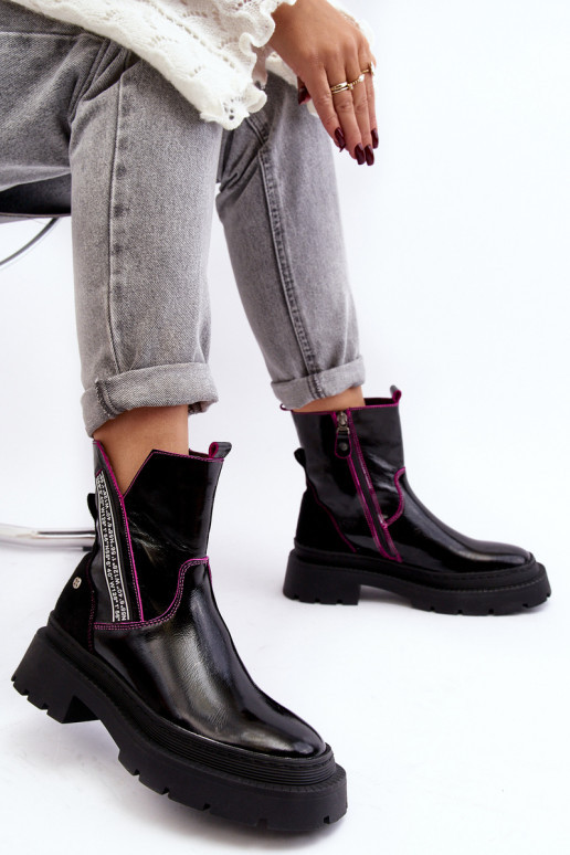 Haut Feminin Stiefel Es mussciejka 06236-15 schZuarze Farbe