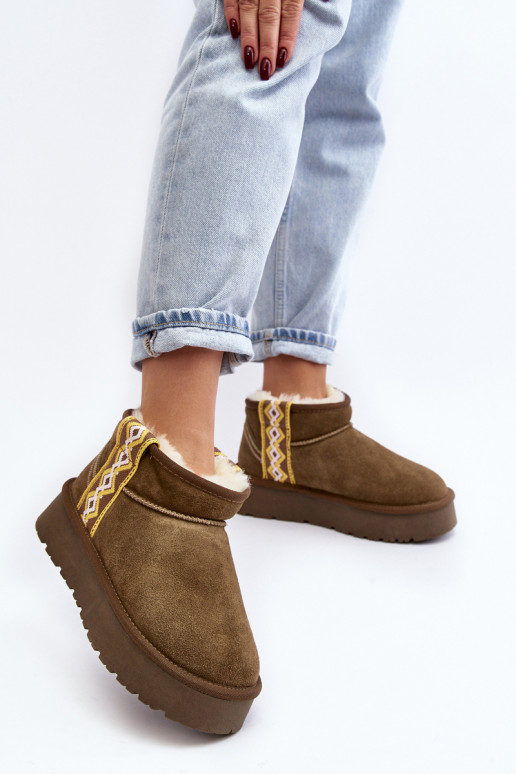 Haut aus INildleder Schneestiefel Feminin grüne Farbe Vebissat