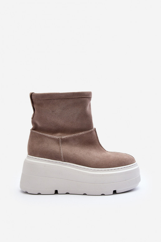 Haut Feminin Stiefel mit modischer Es mussssivsohle Beige Zazoo 3424