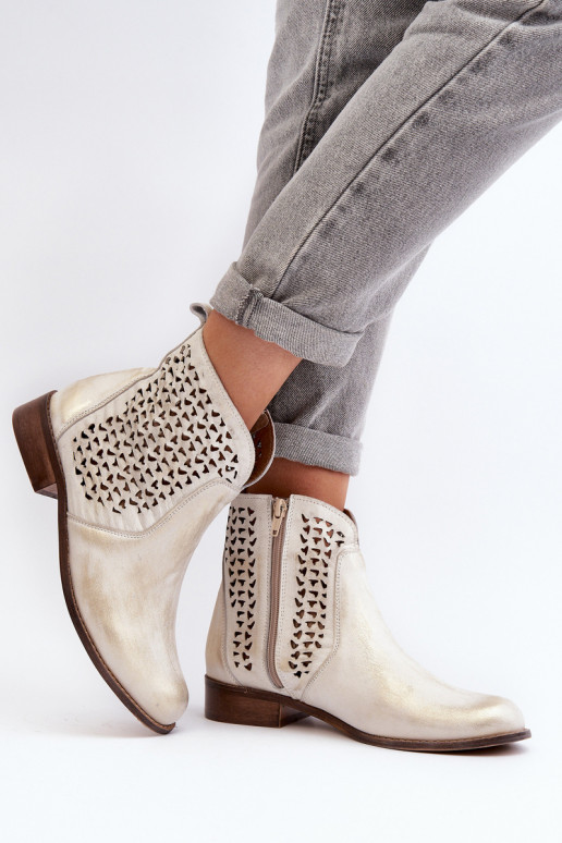 Zazoo 2791 Haut Durchbrochene Stiefel goldene Farbe