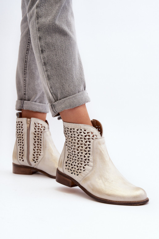 Zazoo 2791 Haut Durchbrochene Stiefel goldene Farbe