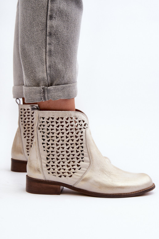 Zazoo 2791 Haut Durchbrochene Stiefel goldene Farbe