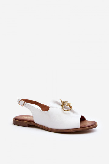 Zazoo 2898 Leder-Sandalen mit flachem Absatz in Weiß