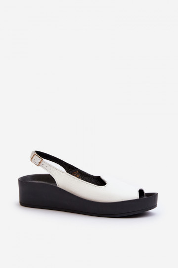 Zazoo 2893 Damen-Ledersandalen mit dicker Sohle in Weiß