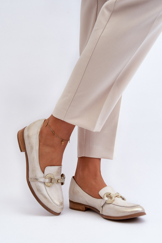 Zazoo 2880 Feminin Mokassins Haut mit Ornamenten goldene Farbe Zazoo 2880 Feminin Mokassins Haut mit Ornamenten goldene Farbe