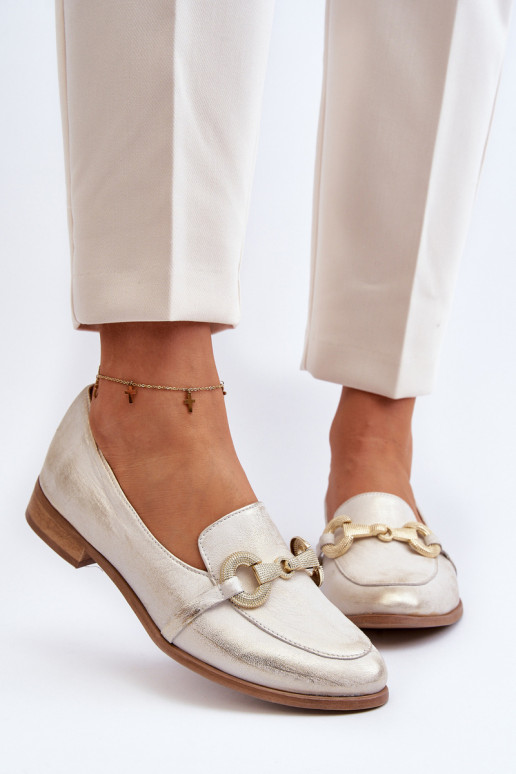 Zazoo 2880 Feminin Mokassins Haut mit Ornamenten goldene Farbe Zazoo 2880 Feminin Mokassins Haut mit Ornamenten goldene Farbe