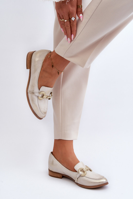 Zazoo 2880 Feminin Mokassins Haut mit Ornamenten goldene Farbe Zazoo 2880 Feminin Mokassins Haut mit Ornamenten goldene Farbe