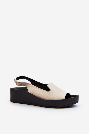 Zazoo 2893 Leder Damen Sandalen mit dicker Sohle, elfenbeinfarben