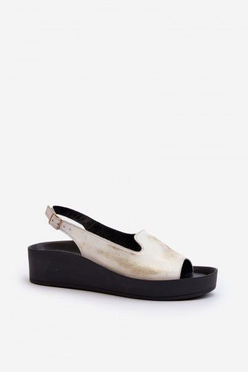 Zazoo 2893 Leder Damen Sandalen mit dicker Sohle, antikgolden