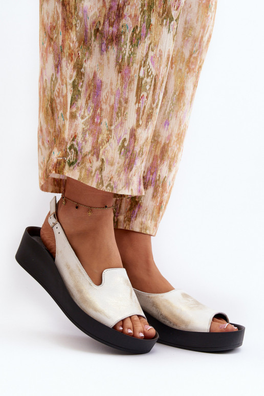 Zazoo 2893 Damensandalen Haut na Dickj PodeszZuie goldene Farbe Przecierany