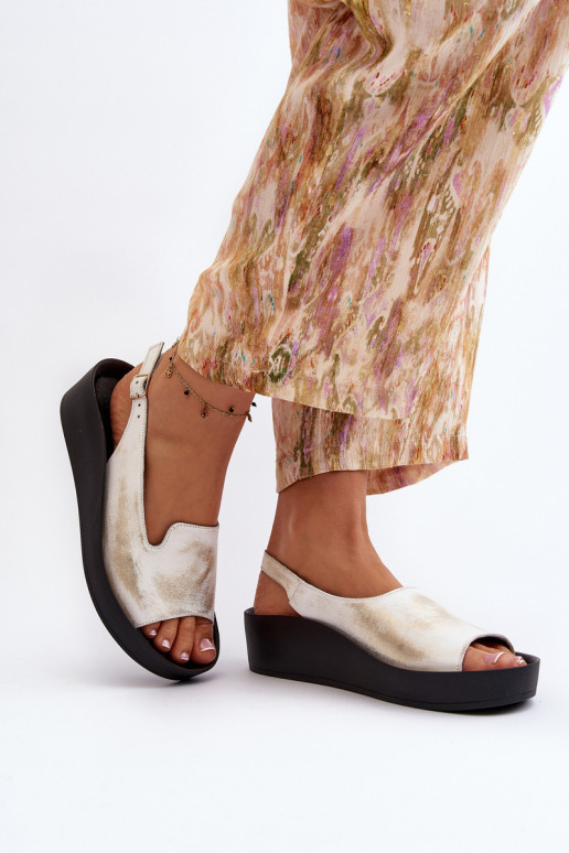 Zazoo 2893 Damensandalen Haut na Dickj PodeszZuie goldene Farbe Przecierany