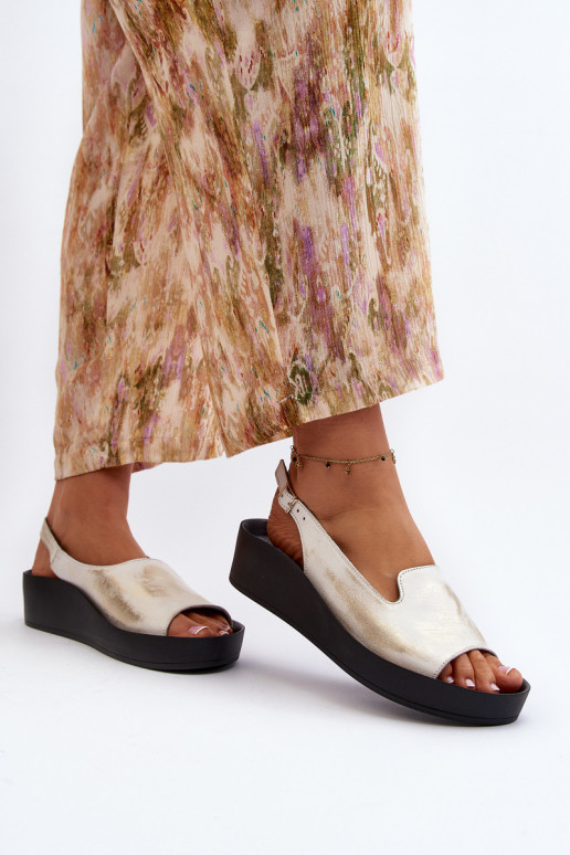 Zazoo 2893 Damensandalen Haut na Dickj PodeszZuie goldene Farbe Przecierany