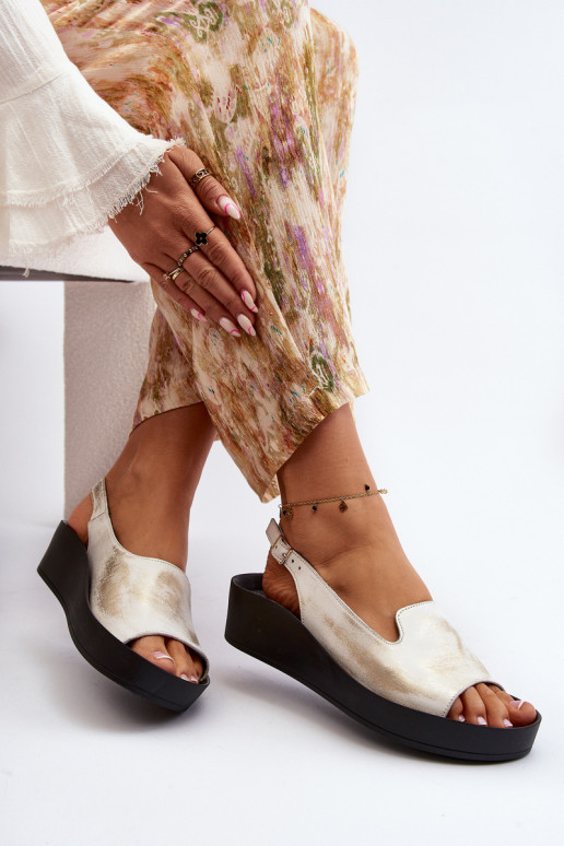 Zazoo 2893 Damensandalen Haut na Dickj PodeszZuie goldene Farbe Przecierany