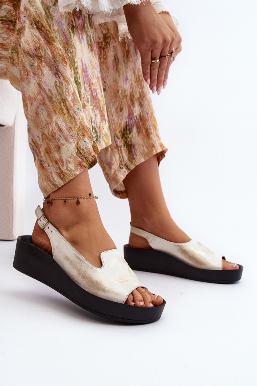 Zazoo 2893 Damensandalen Haut na Dickj PodeszZuie goldene Farbe Przecierany