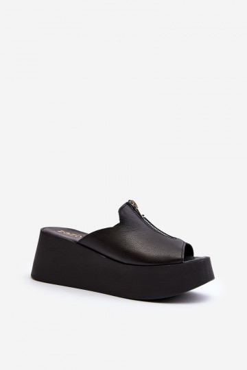 Zazoo 2916 Feminin Hausschuhe mit einer Plattform mit Reißverschlüssen schZuarze Farbe