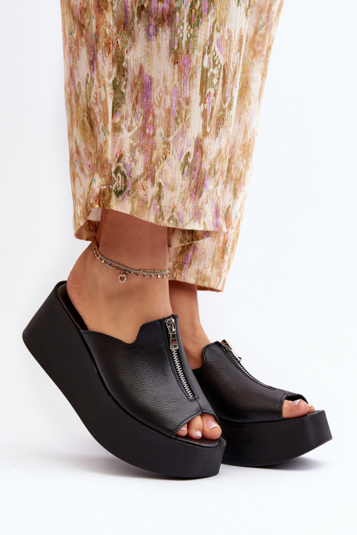 Zazoo 2916 Feminin Hausschuhe mit einer Plattform mit Reißverschlüssen schZuarze Farbe Zazoo 2916 Feminin Hausschuhe mit einer Plattform mit Reißverschlüssen schZuarze Farbe