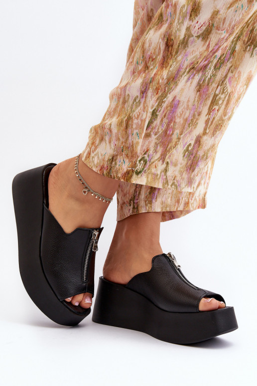 Zazoo 2916 Feminin Hausschuhe mit einer Plattform mit Reißverschlüssen schZuarze Farbe Zazoo 2916 Feminin Hausschuhe mit einer Plattform mit Reißverschlüssen schZuarze Farbe