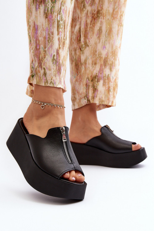 Zazoo 2916 Feminin Hausschuhe mit einer Plattform mit Reißverschlüssen schZuarze Farbe Zazoo 2916 Feminin Hausschuhe mit einer Plattform mit Reißverschlüssen schZuarze Farbe