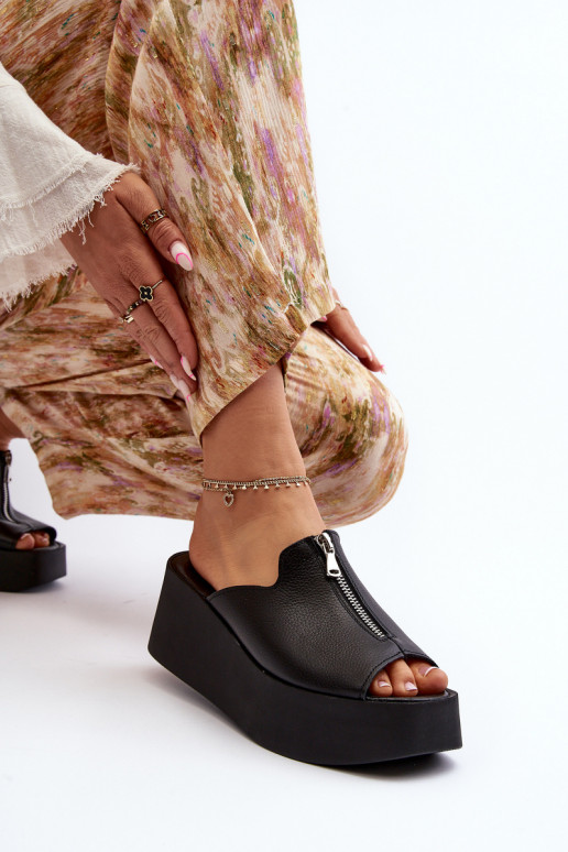 Zazoo 2916 Feminin Hausschuhe mit einer Plattform mit Reißverschlüssen schZuarze Farbe Zazoo 2916 Feminin Hausschuhe mit einer Plattform mit Reißverschlüssen schZuarze Farbe