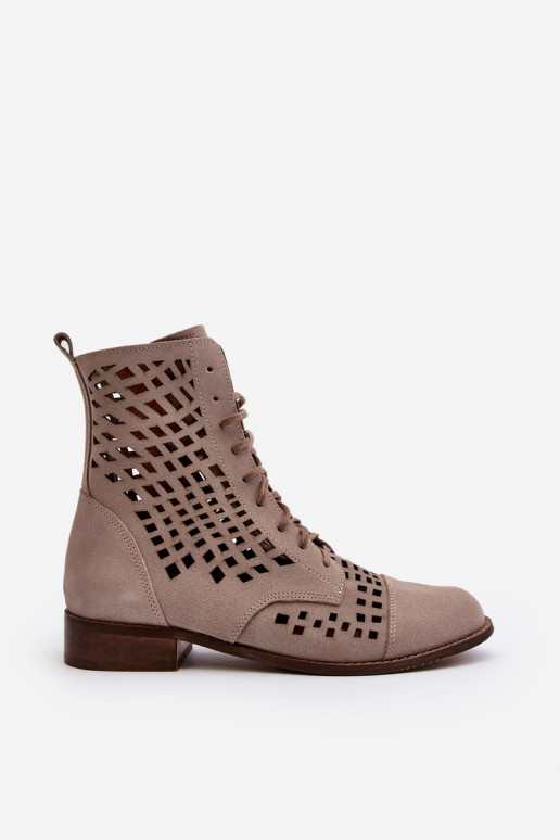 Zazoo 2627 mit durchbrochenen Elementen Haut Stiefel Beige
